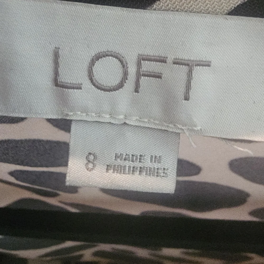 LOFT Black and Cream Leopard Print A-Line Dress - Picture 8 of 10